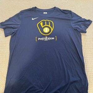 Milwaukee Brewers Nike Navy  Blue Dri-FIT Shirt post season 2024 New